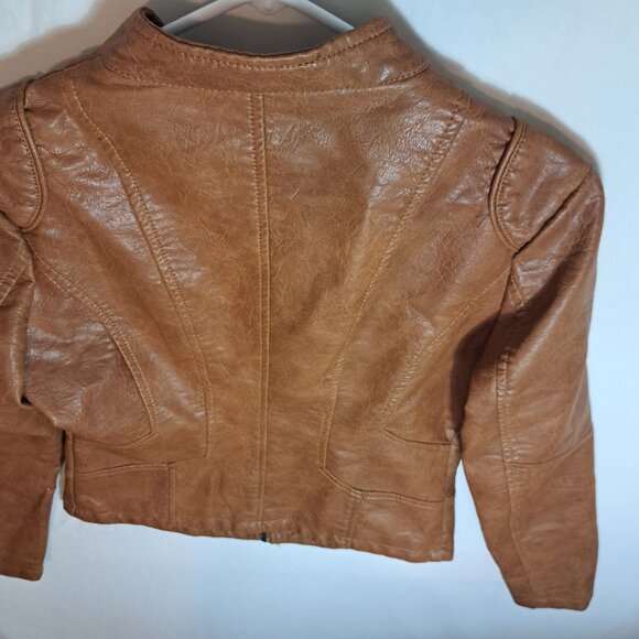 LA Coalition Brown faux leather jacket‎ womens size Medium - Picture 6 of 10